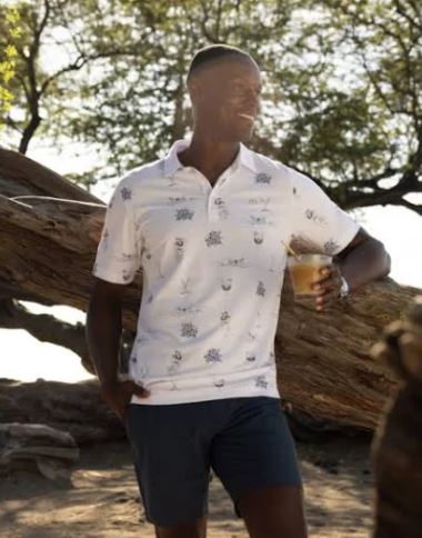 Island Paradise Print Golf Polo