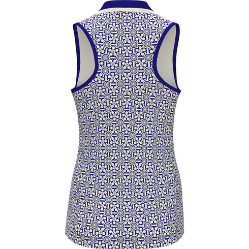 Geo Printed Sleeveless Golf Polo