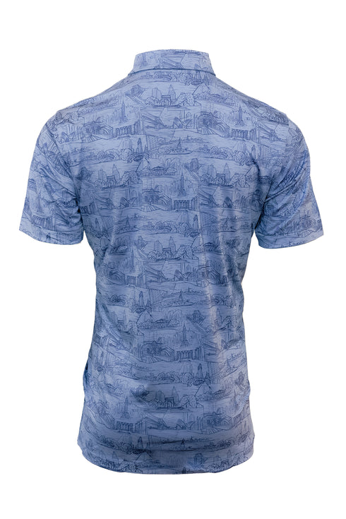 NY NY Performance Print Jersey Golf Polo