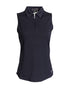 Solid Zip Neck Sleeveless Polo