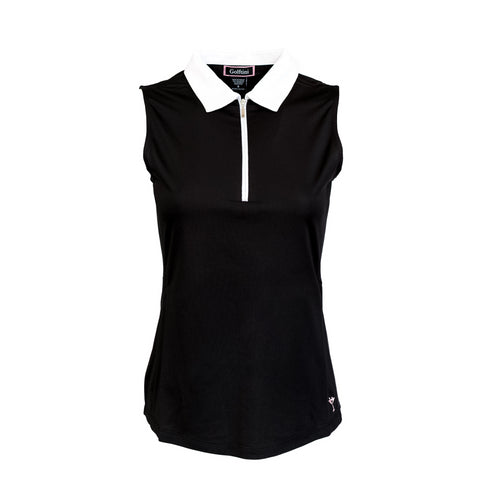 Contrast Collar Sleeveless Polo
