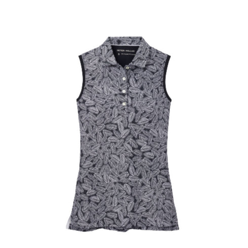 Banded Button Placket Palm Print Polo