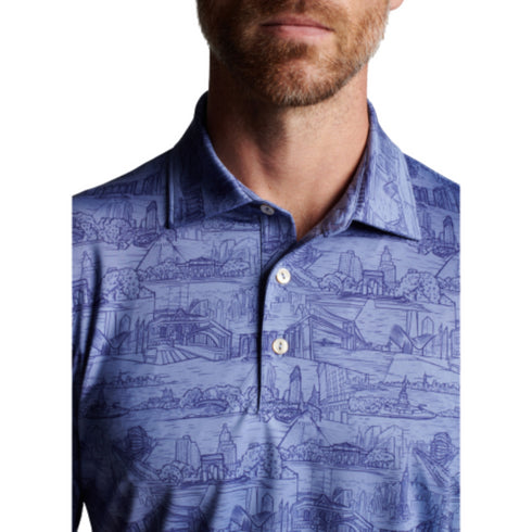 NY NY Performance Print Jersey Golf Polo