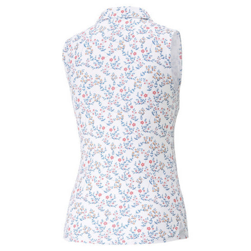 MATTR Micro Floral Print Sleeveless Golf Polo