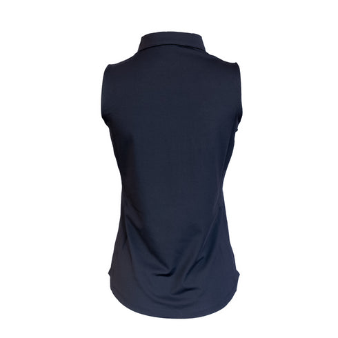 Solid Zip Neck Sleeveless Polo