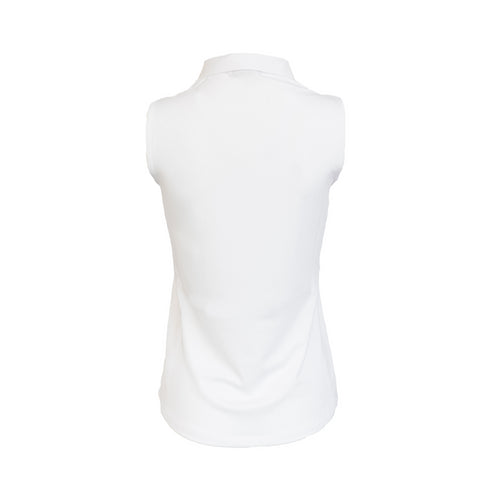 Solid Zip Neck Sleeveless Polo